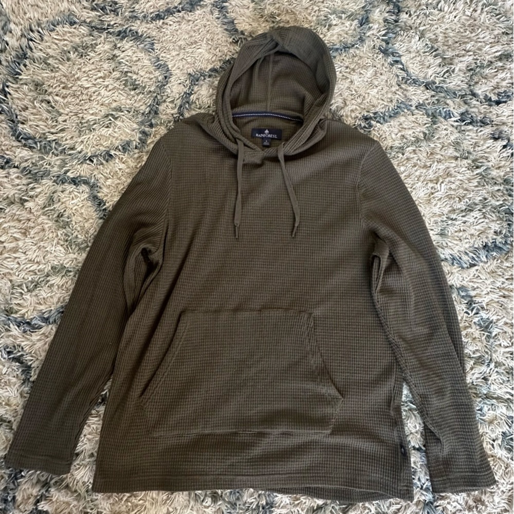 RAINFOREST Dark Olive Green Hoodie with Relaxed Fit and Long Sleeves